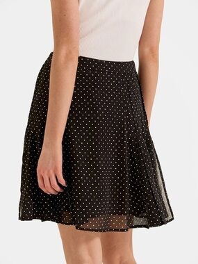 Black Polka Dot A-Line Skirt